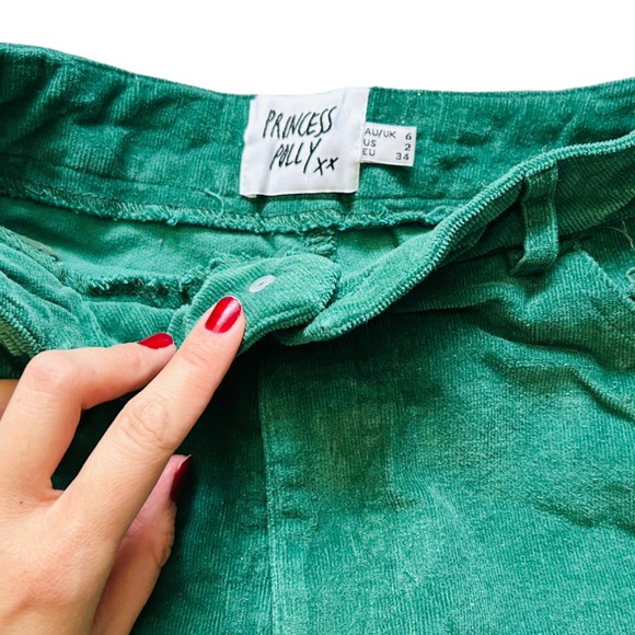 Princess Polly Green Corduroy Pants Nadia High Rise Flare Jeans Womens Size 2 - Picture 5 of 5